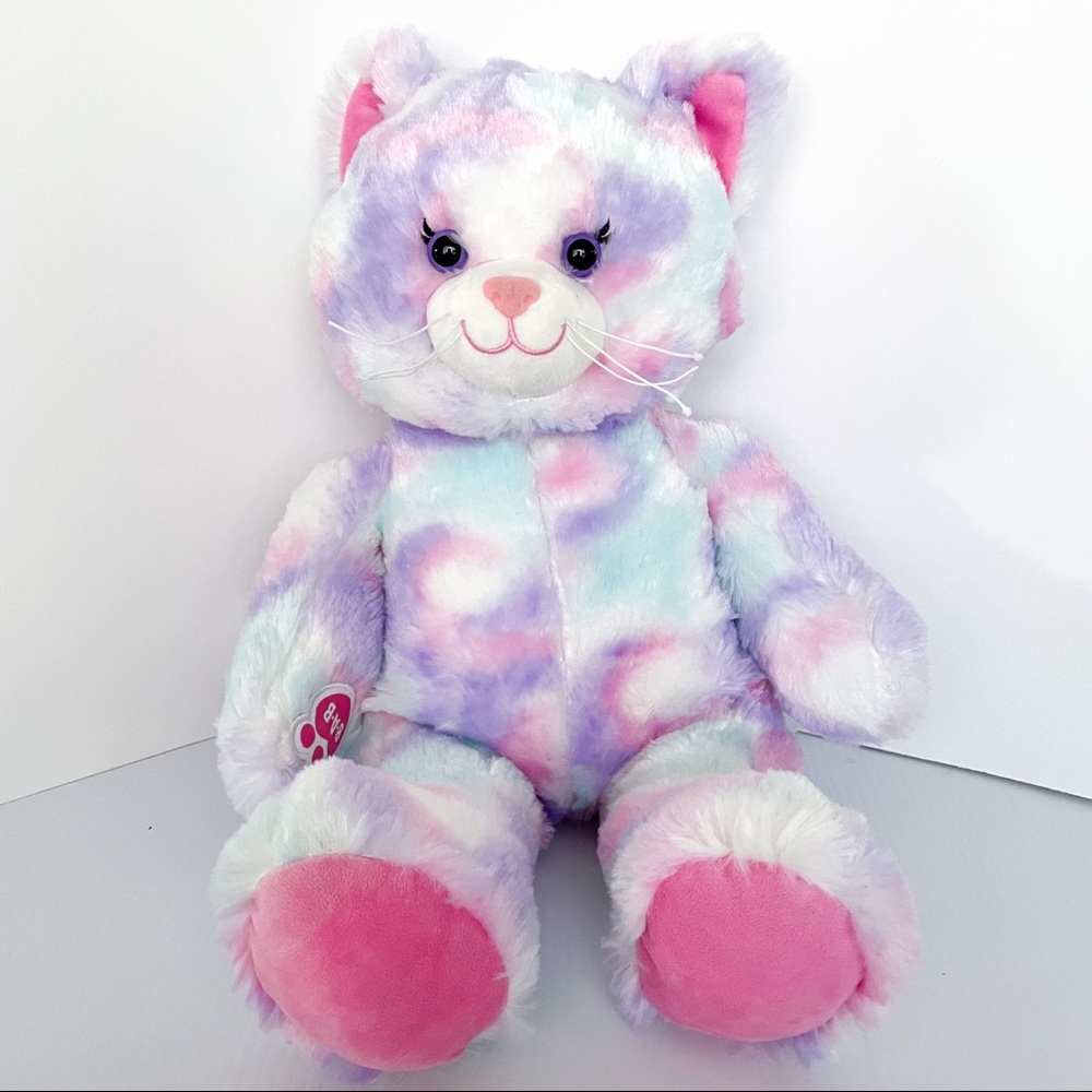 Build A Bear Pastel swirl Tie-dye Kitty Cat BAB 16 inch Stuffed Animal Plush Toy